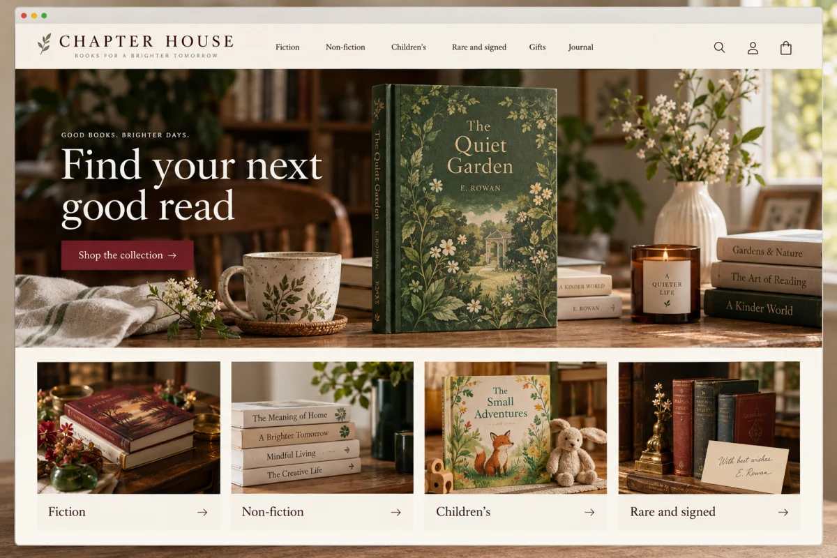 A drafted book storefront