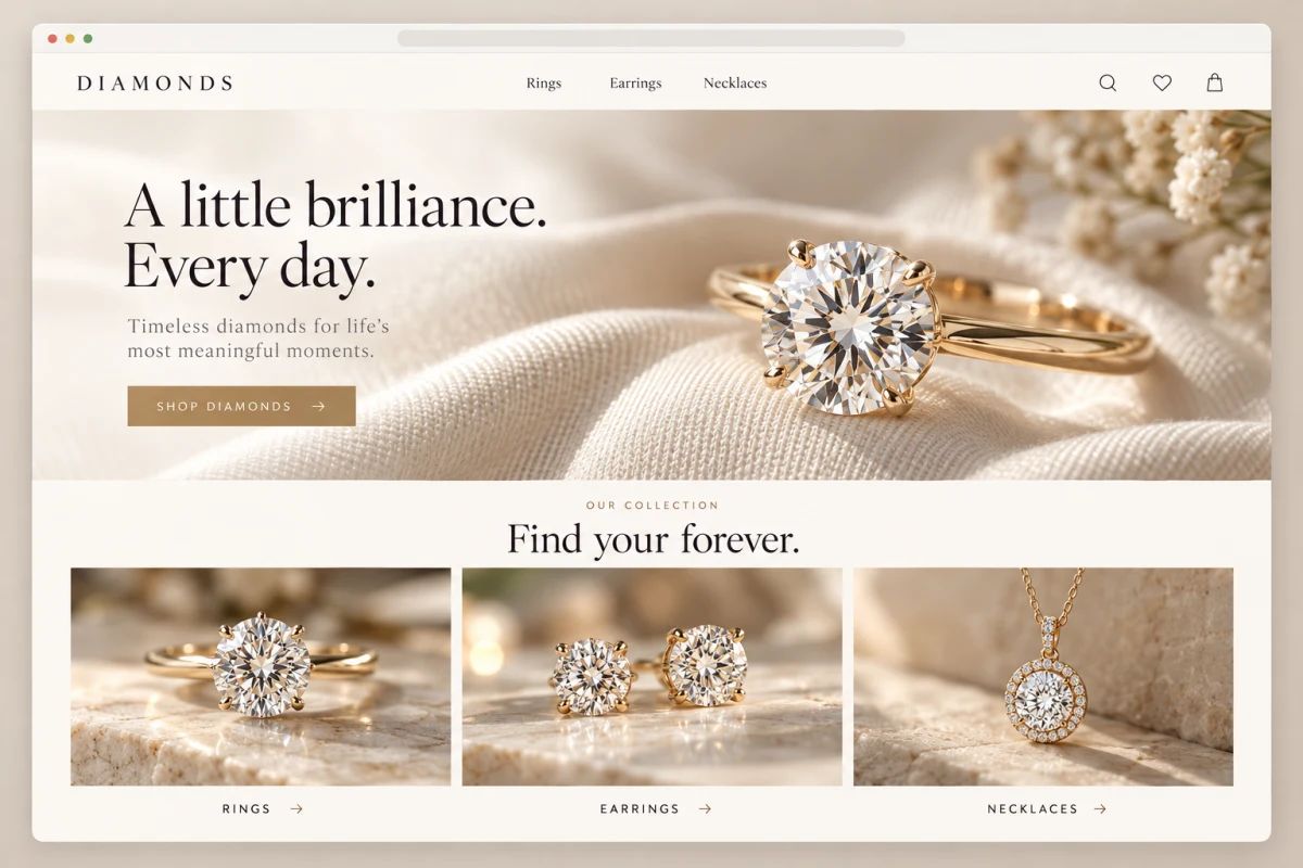 A drafted diamond jewelry storefront