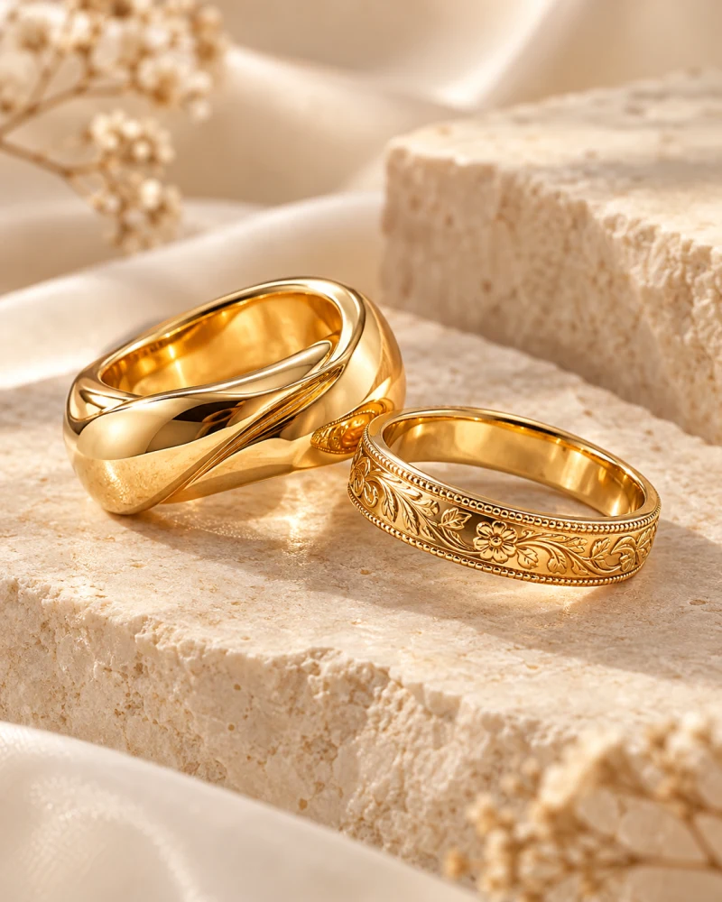 Rings, gold jewelry collection
