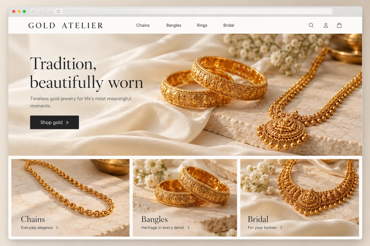 A drafted gold jewelry storefront