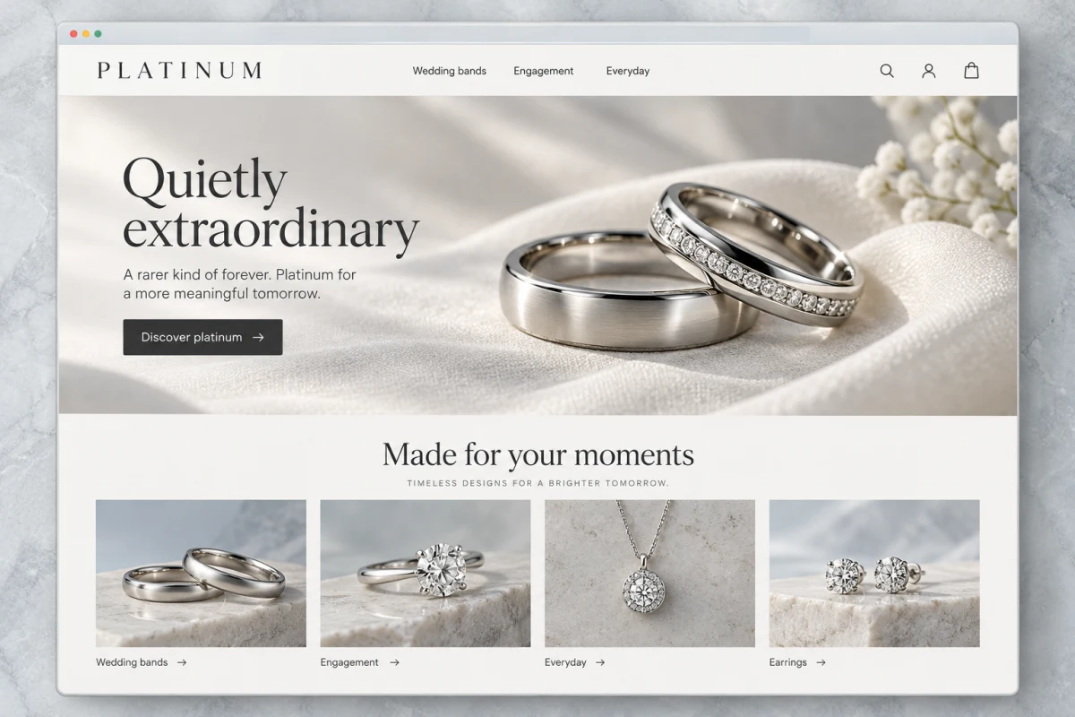 A drafted platinum jewelry storefront