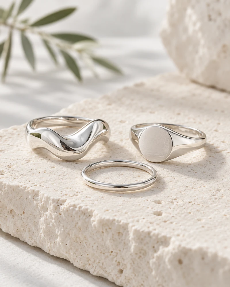 Rings, silver jewelry collection