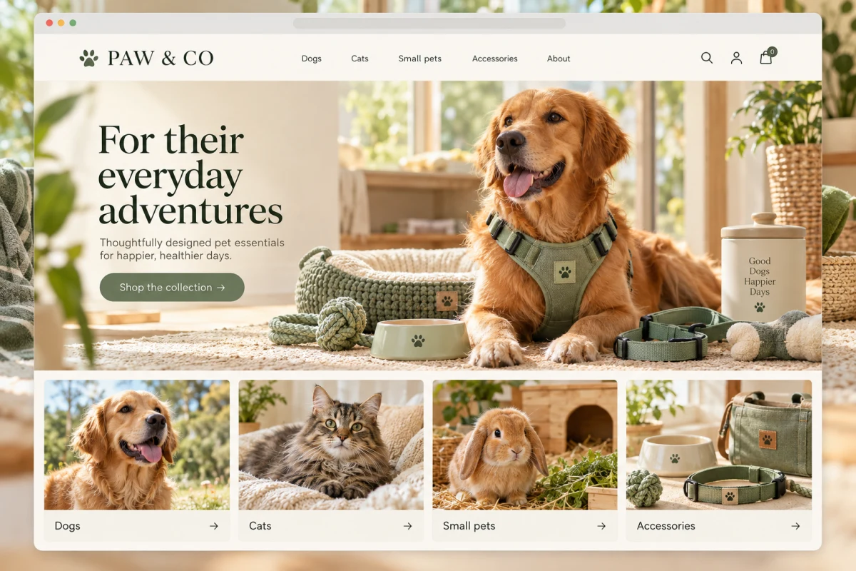A drafted pet storefront