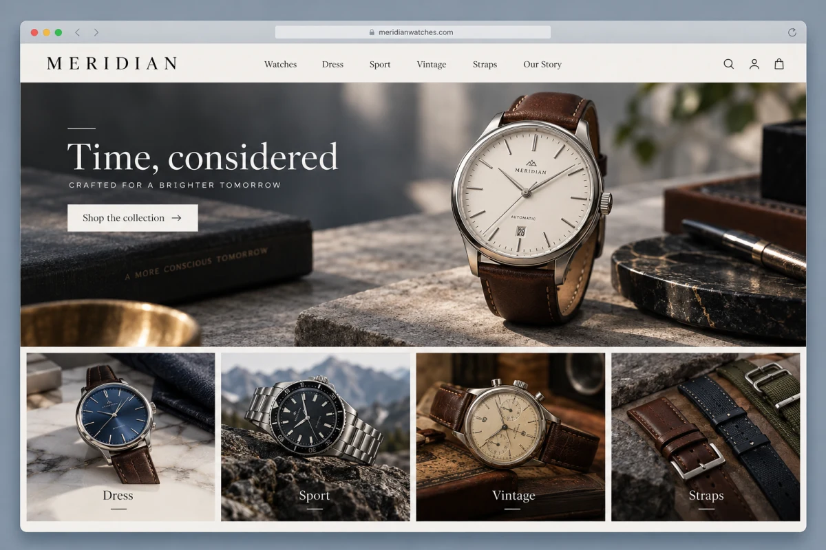 A drafted watch storefront